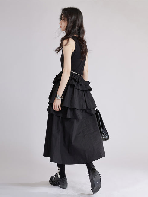 Frill Layered Combination Dress