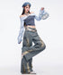Crystal Dust Washed Wide Denim Pants
