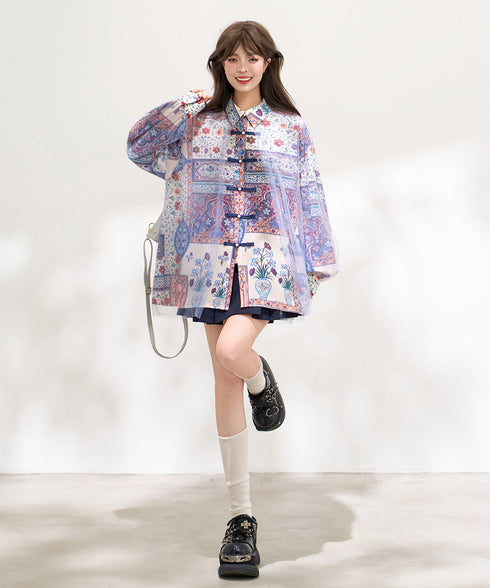 Mosaic Veil Toggle Blouse