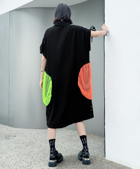 Neon Pocket Shirt Dress