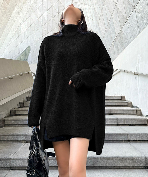 Oversized Highneck Knit Top