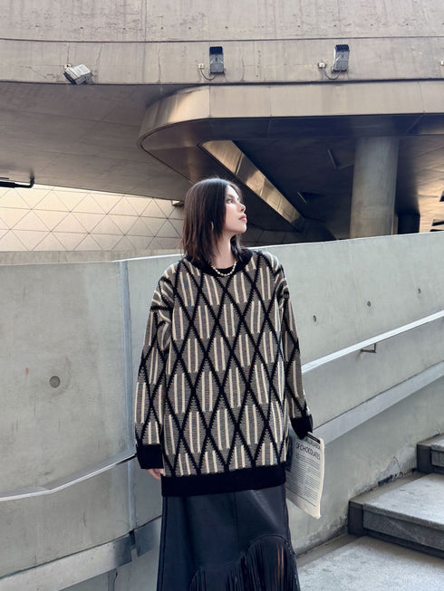Geometric Pattern Knit Sweater