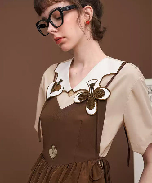 Card Motif Collar Blouse