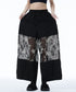 Sheer Floral Mesh Wide Pants