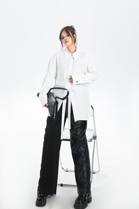 Contrast Texture Wide Pants