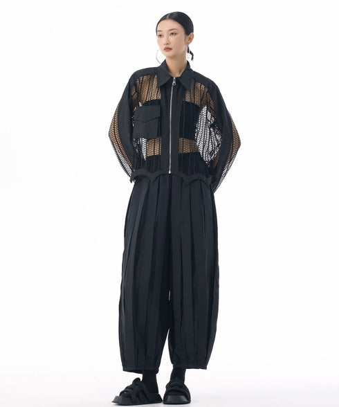 Mesh Zip Utility Blouse