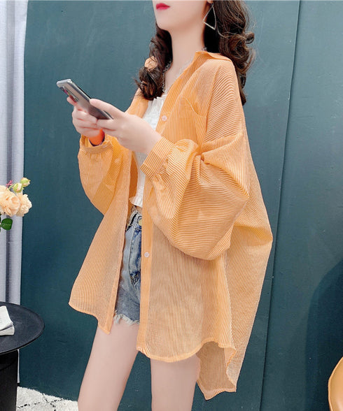 Airy Stripe Over Blouse