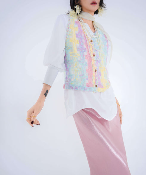 Pastel Grid Knit Vest