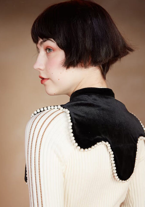 Velvet Pearl Trim Collar