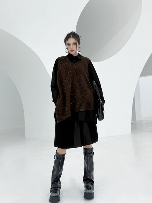 Glitter Knit Vest&Minimal Layered Shirt Series