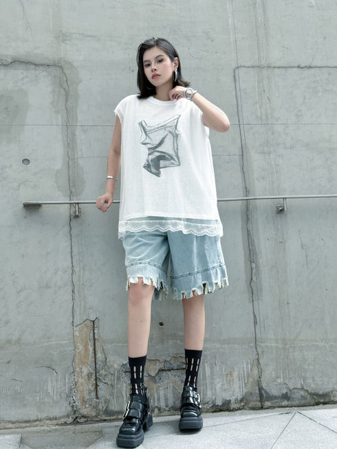 Mesh Overlay Graphic Tank