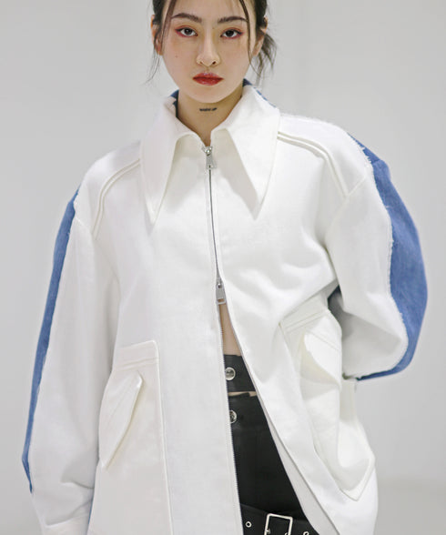 Dual-Tone Contrast Sleeve Jacket