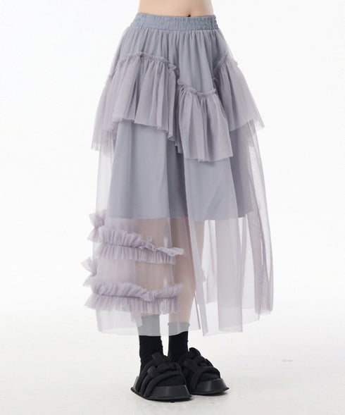 Layered Sheer Mesh Skirt