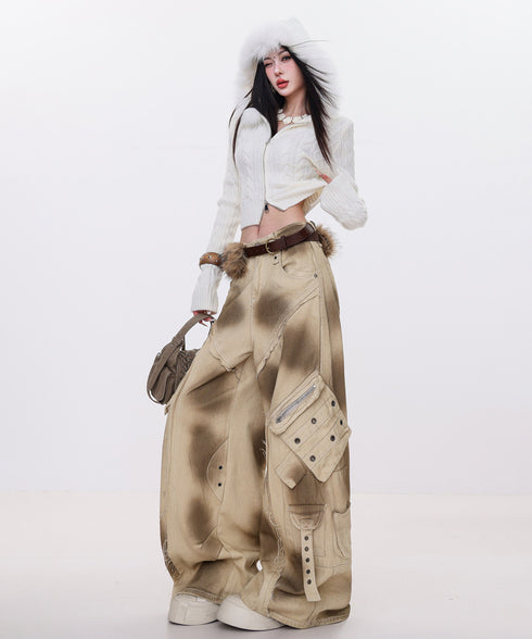 Dust Wash Multi Pocket Wide Pants