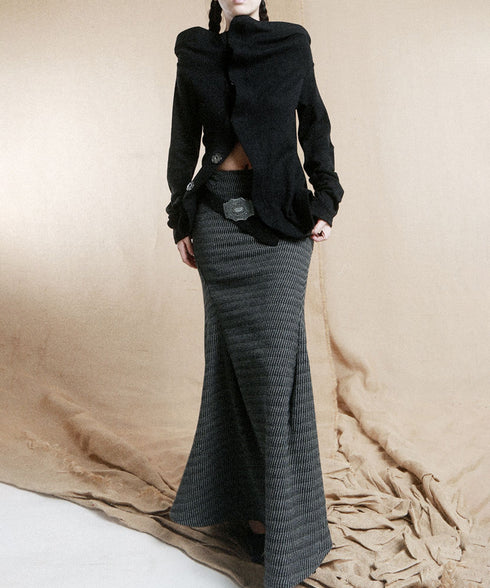 Sculptural Drape Collar Top