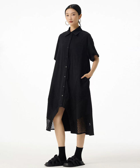 Mesh Panel Flow Dress