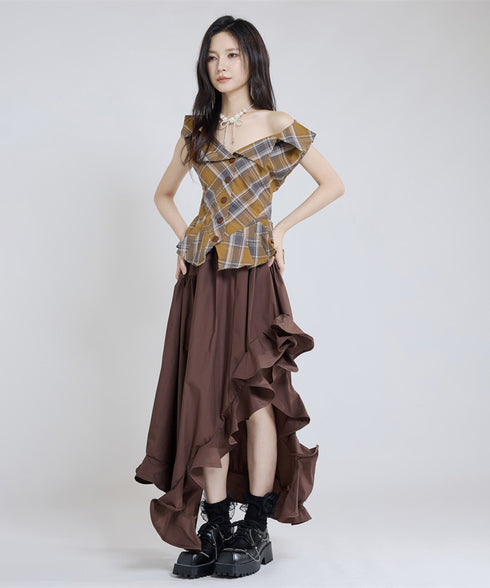 Fold Collar Peplum Top