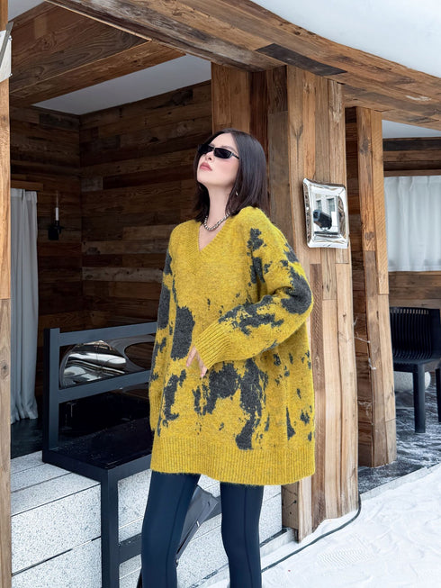 Abstract Dye Oversized Knit Top