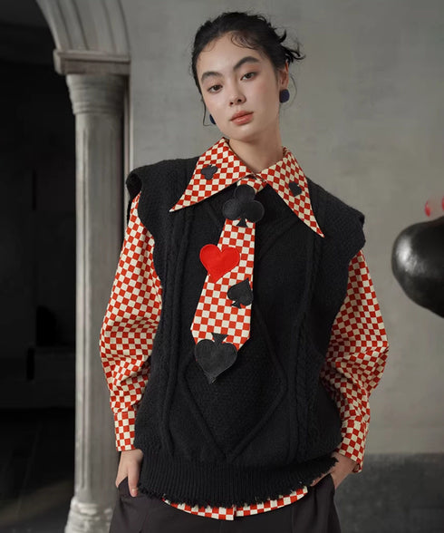 Card Suit Applique Narrow Tie