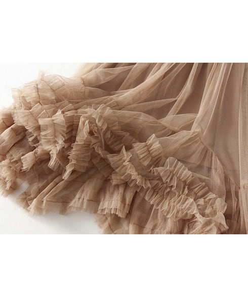 Volume Tiered Tulle Maxi Skirt