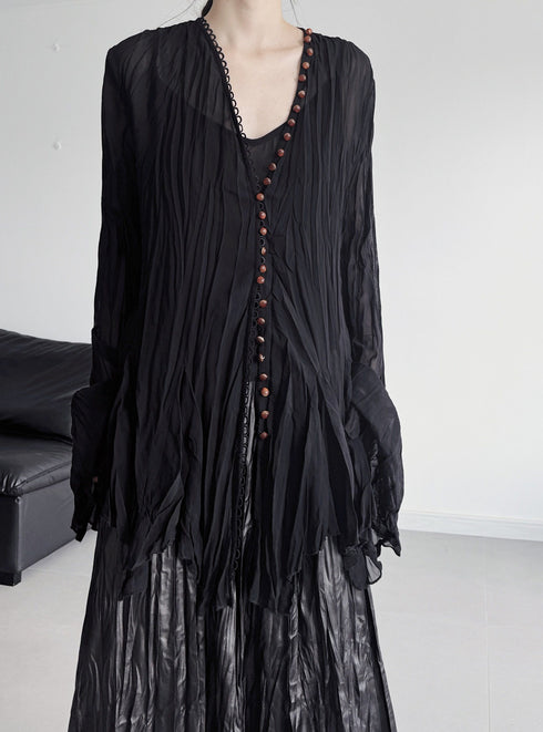 Draped Button Front Top