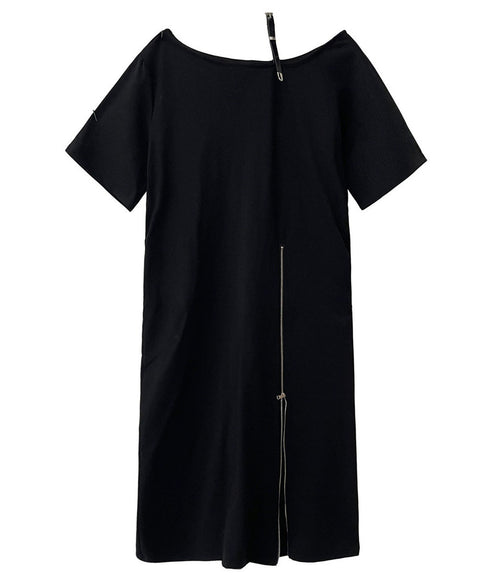 Zip Strap Drape Dress