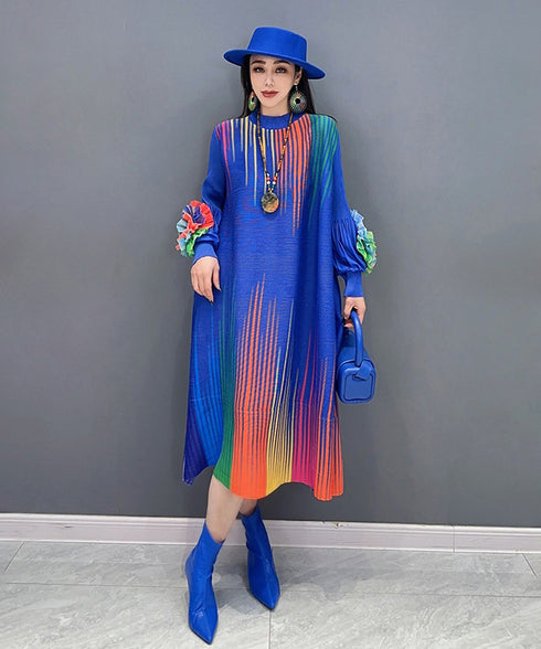 Gradient Pleats Long Dress