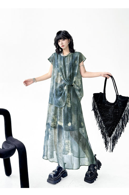 Floating Dye Top & Skirt Co-ord