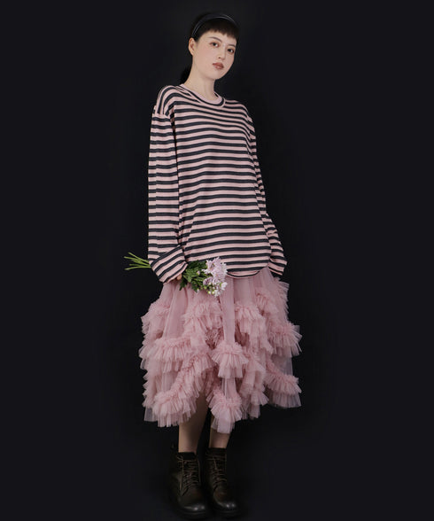 Ribbon Cuff Stripe Top