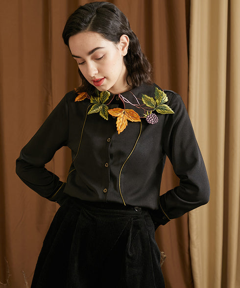 Berry Vine Embroidered Blouse