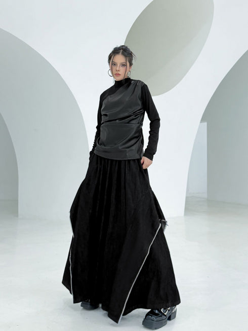 Draped Satin Mix Top