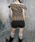 Plaid Edge Frill Blouse