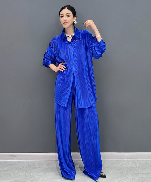 Pleat Flow Blouse&Pants Co-ord