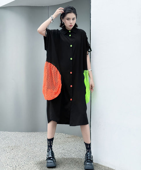 Neon Pocket Shirt Dress