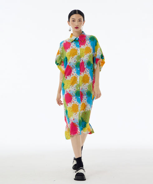 Splash Bloom Shirt Dress