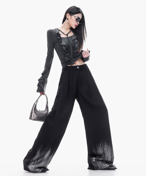 Gradient Hem Wide Slacks
