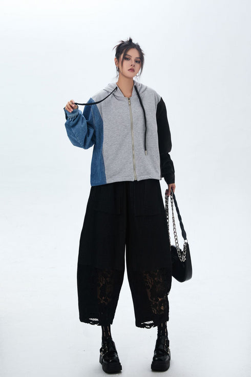 Lace Patchwork Wide Pants