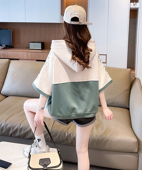 Block Tone Hoodie Top