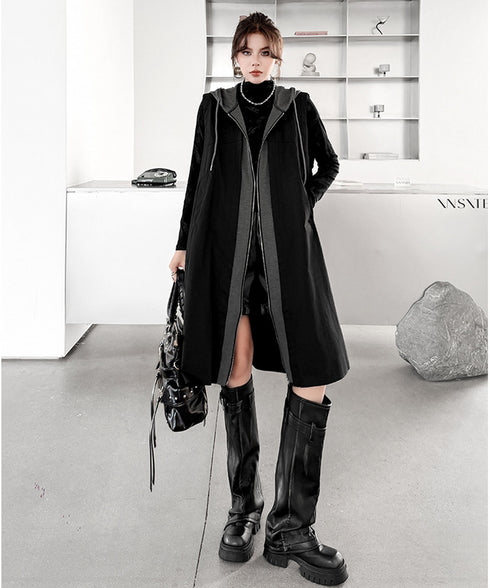 Hood Frame Long Vest