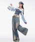 Crystal Dust Washed Wide Denim Pants