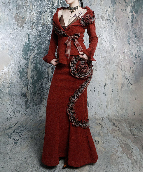 Ruffle Trim Wrap Cardigan