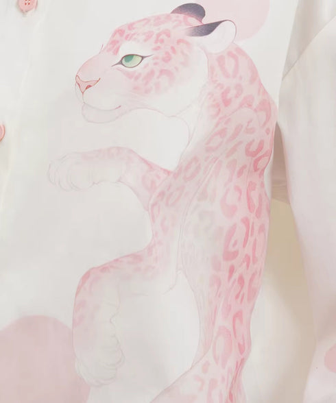 Pink Panther Graphic Collar Blouse