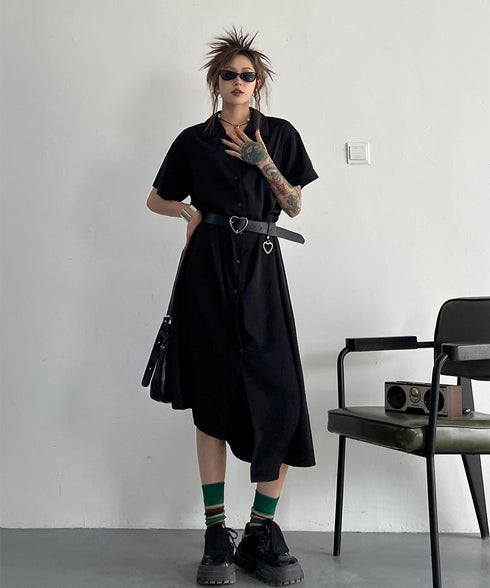 Dark Loose Shirt Dress
