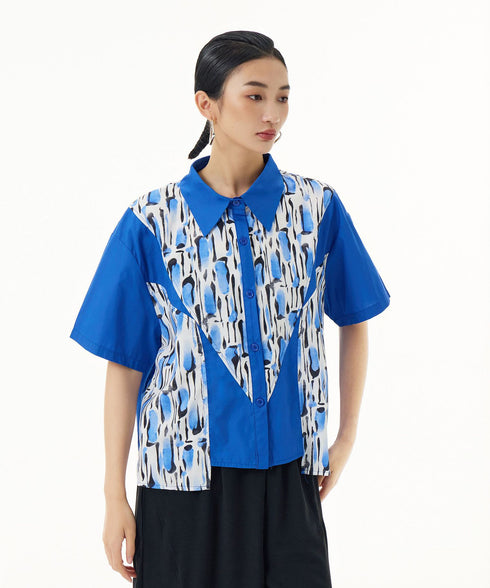 Blue Graphic Blouse