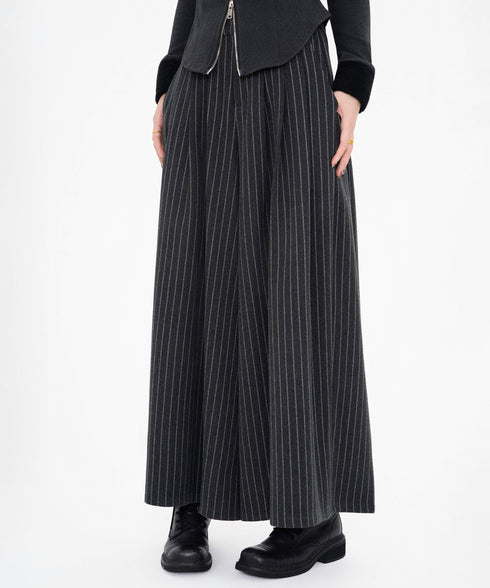 Stripe Wide Pleated Pants