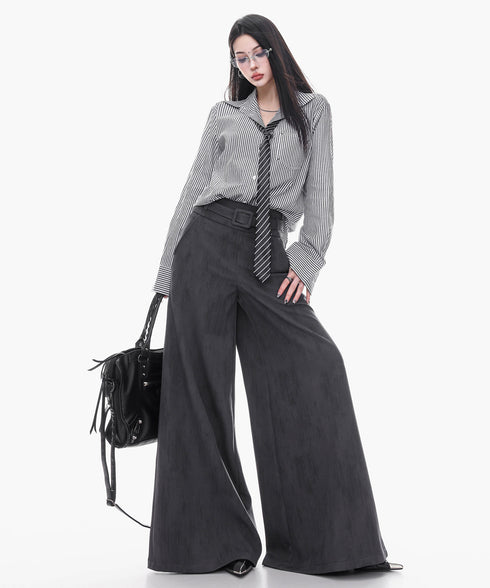 Vintage Wash Wide Belt Pants