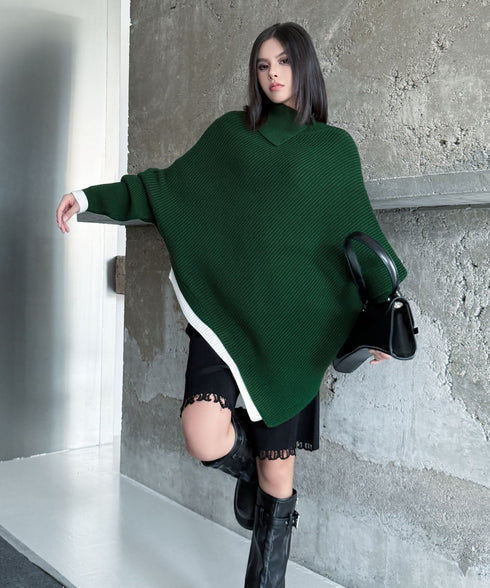 Diagonal Knit Poncho Top