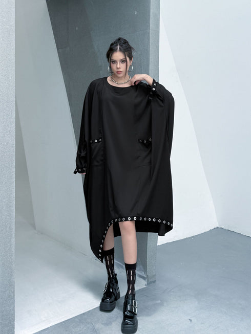 Eyelet Draped Oversized Dress