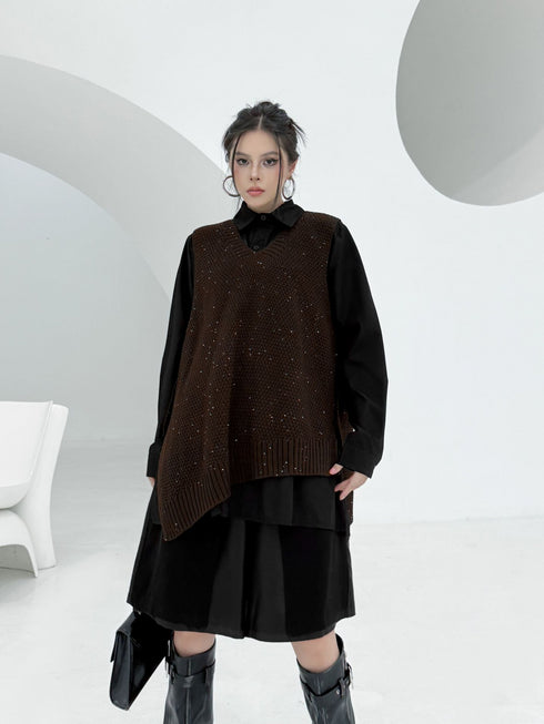 Glitter Knit Vest&Minimal Layered Shirt Series