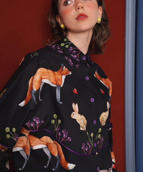Forest Animal Printed Blouse